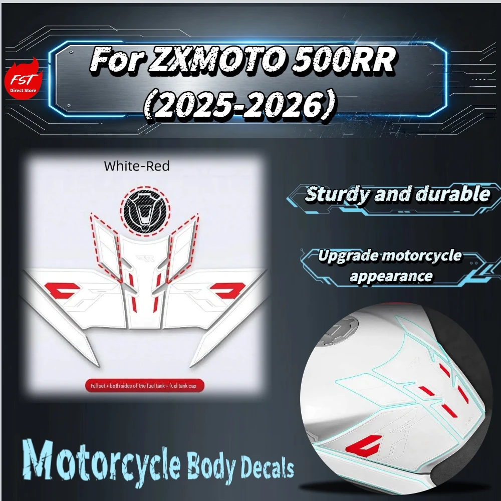 For ZXMOTO 500RR 2025‑2026 Non‑Slip Rubber Tank Decal Scratch‑Resistant Wear‑Proof Motorcycle Decor Sticker Mod Accessories