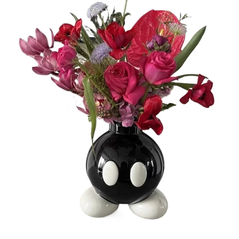 

25 см креативное украшение для дома, черная ваза с Микки Маусом, гостиная, ТВ-шкаф, мультяшная настольная скульптура, украшение, милая черная ваза, подарок