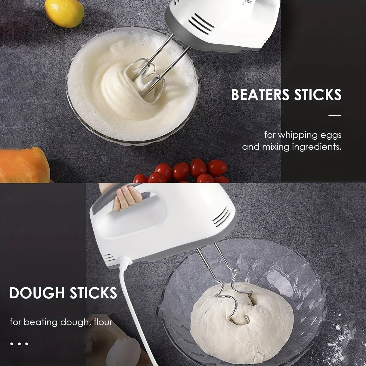 1pc Electric Egg Beater, Cream Beater, Egg Beater, And FlourMixerStainless Steel Bucket Eqg Beater