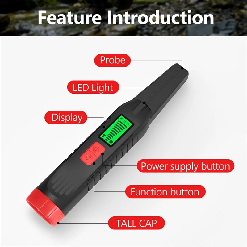 【ADD TO CART 】Portable Pinpointing Handheld Gold Metal Detector With LED Light IP54 Waterproof 360 °Strong Induction Detector