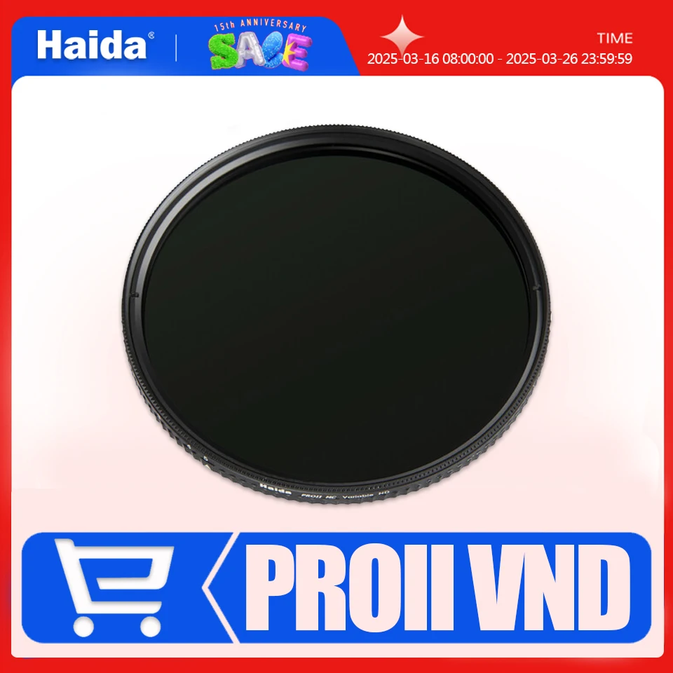 Haida PROII MC Variable ND Filter with 1.5-5.0 Stops for Camera Lens Filter Vloggers Videos 49/52/55/58/62/67/72/77/82mm