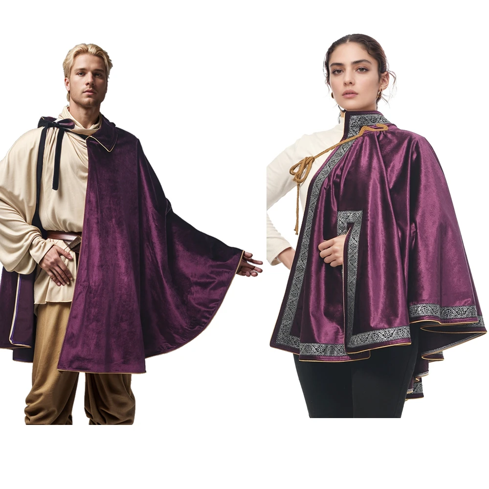 Capa de mosquetero Medieval para hombre y mujer, chal Steampunk, capa de samurái de medio hombro, capa de guerrero LARP, disfraz Medieval de Halloween