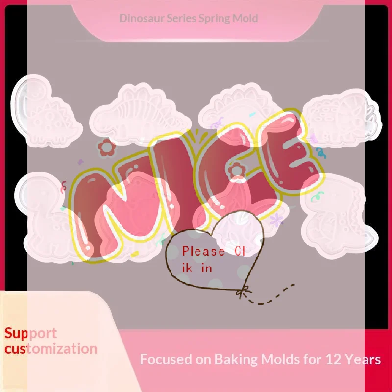 4Pcs/set Dinosaur Cookie Plunger Cutter Cartoon Baking Mould Cookie Stamp Biscuit Mold Animal Shape Cookie Cutters Baking Tools