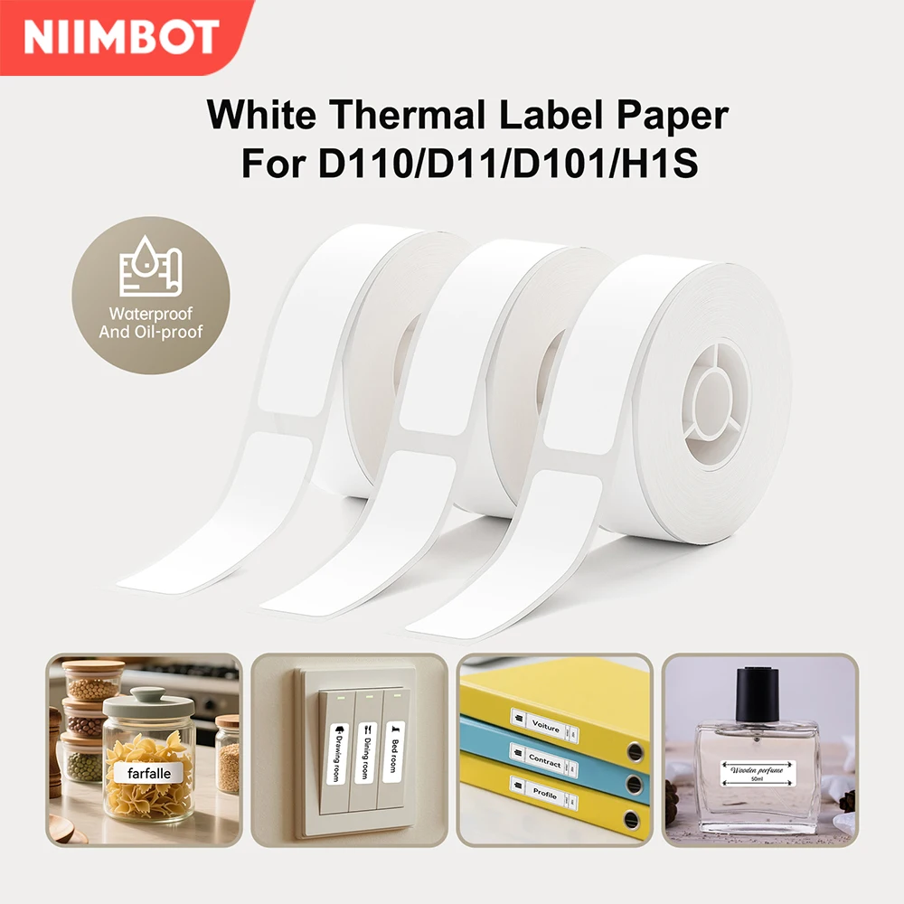 Niimbot Thermal Label Compatible with D11/D110/D101/H1S Label Maker Waterproof Oil-Proof for Storage kitchen Container  Office