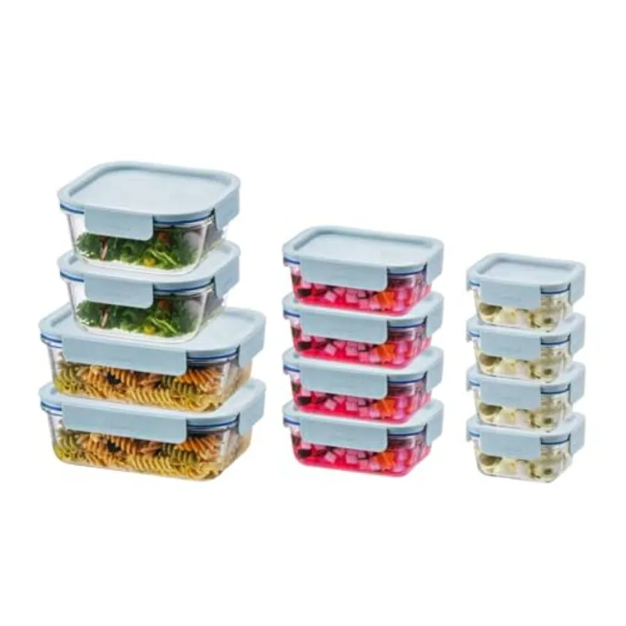 

LocknLock LNG445S12M Transparent Heat-Resistant Borosilicate Glass Food Storage Set 24-Piece 12 Containers + 12 Lids Mint
