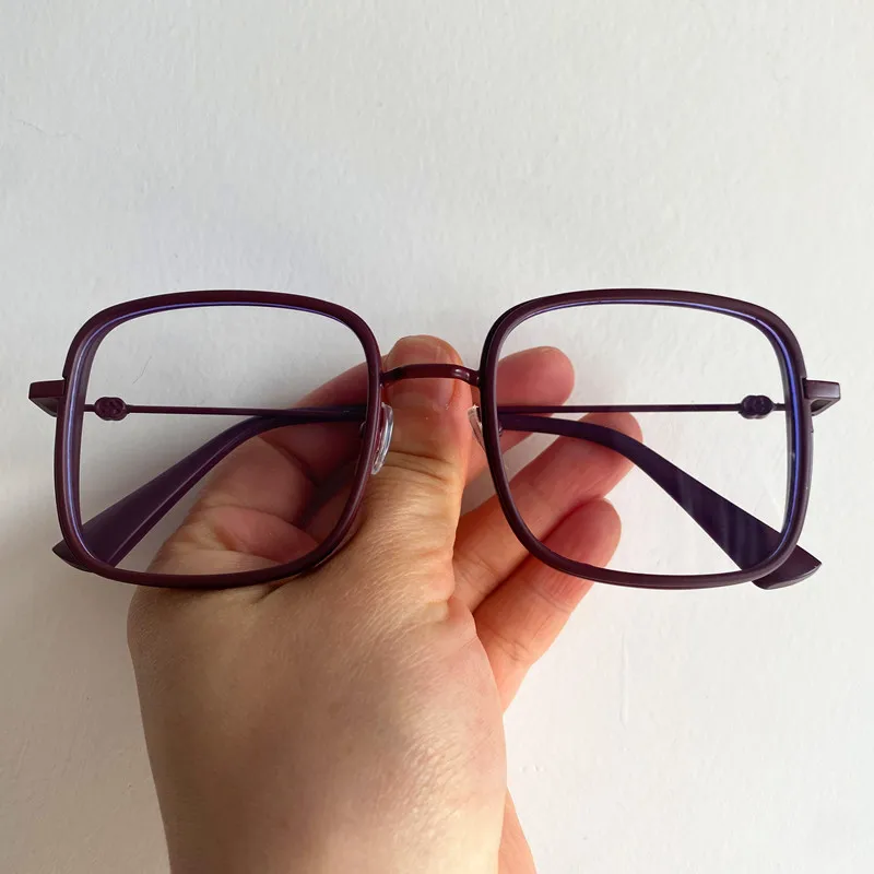 Mode Anti-Blauw Licht Bril Vrouwen Optische Lenzenvloeistof Wijnrood Kleur Retro Bril Vierkant Google Legering Frame Sier