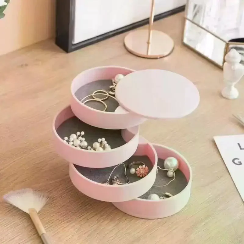 Rotating Multi-layer Desktop Storage Box Hair Accessories Jewelry Makeup Box With Dustproof Lid