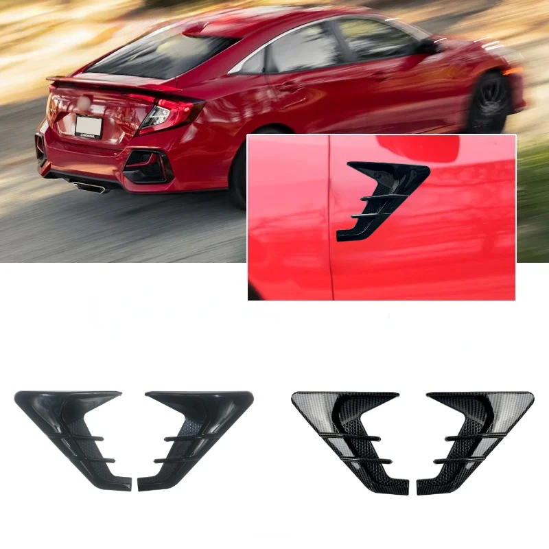 

2pcs Universal Car Air Flow Fender Hood Intake Vent Cover Trim Carbon Fiber Side Wing Decals Body Shark Gill Ventilation Sticker