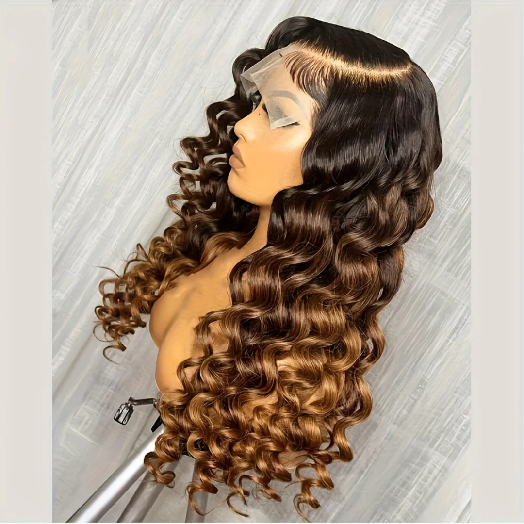 

26Inch Ombre Blonde Kinky Curly 180%Density 13*4*1 Lace Front Wigs For Women With Baby Hair Synthetic Fiber Daily Wear Wigs