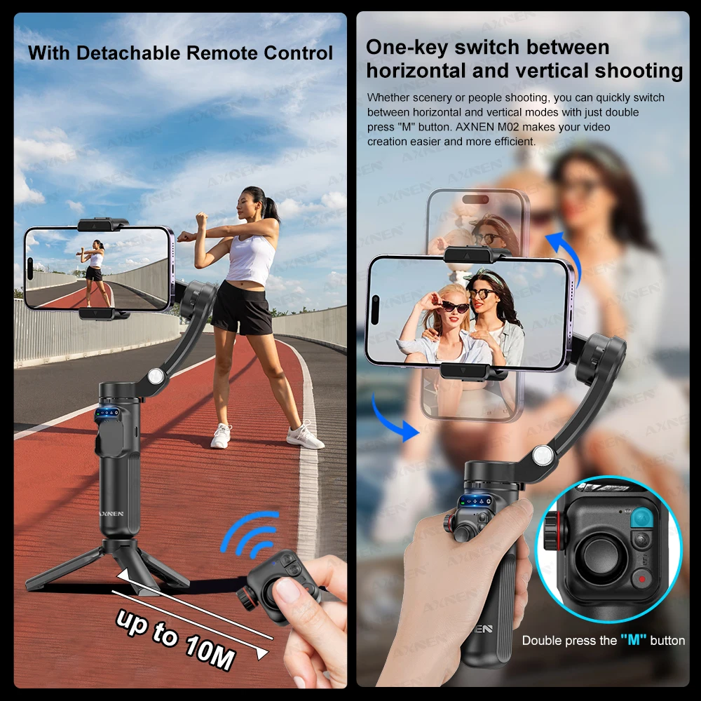3-Axis Vlog Stabilizer Handheld Mobile Phone Gimbal Face Following Video Stand with Magnetic Remote for Tiktok Photography Kit