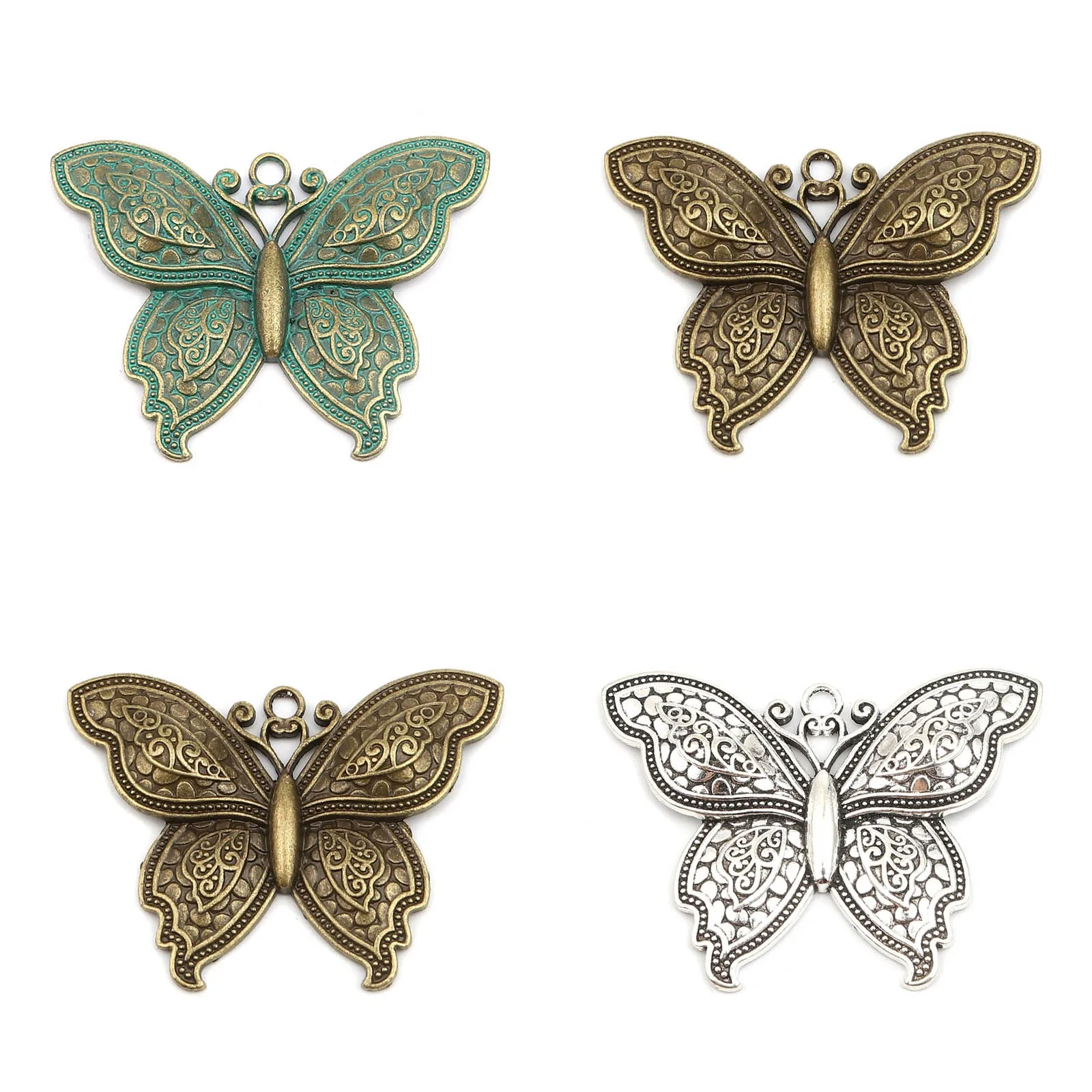 Vintage Insect Pendants Butterfly Animal Multicolor Metal Charms DIY Making Necklace Earring Jewelry Findings 70mm x 52mm,2PCs