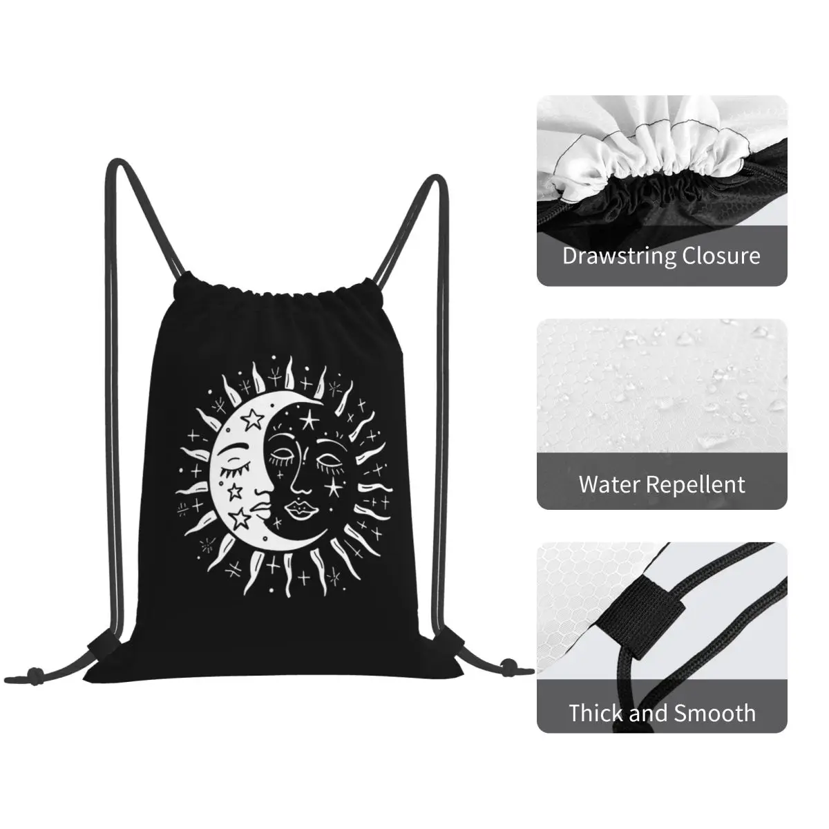 In Dark Of Sun, Shines Light Of Moon Backpacks Portable Drawstring Bags Storage Bag Book Bags for Travel Students
