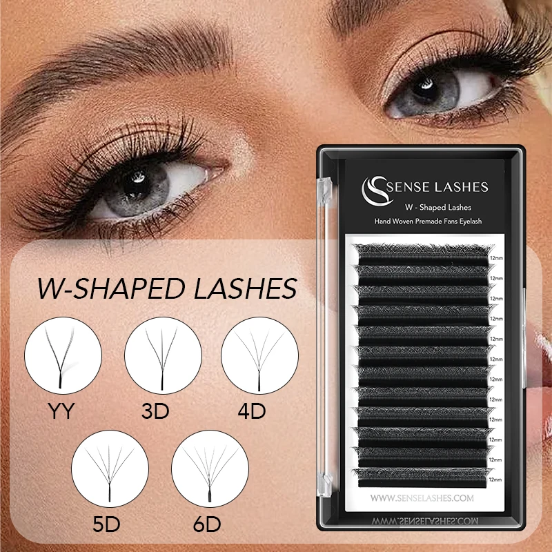 Sense Lashes 3D 4D 5D W Shape Eyelash 12 Rows Premade Volume Fans Natural Soft Light Full Dense Eyelash Extensions Supplies