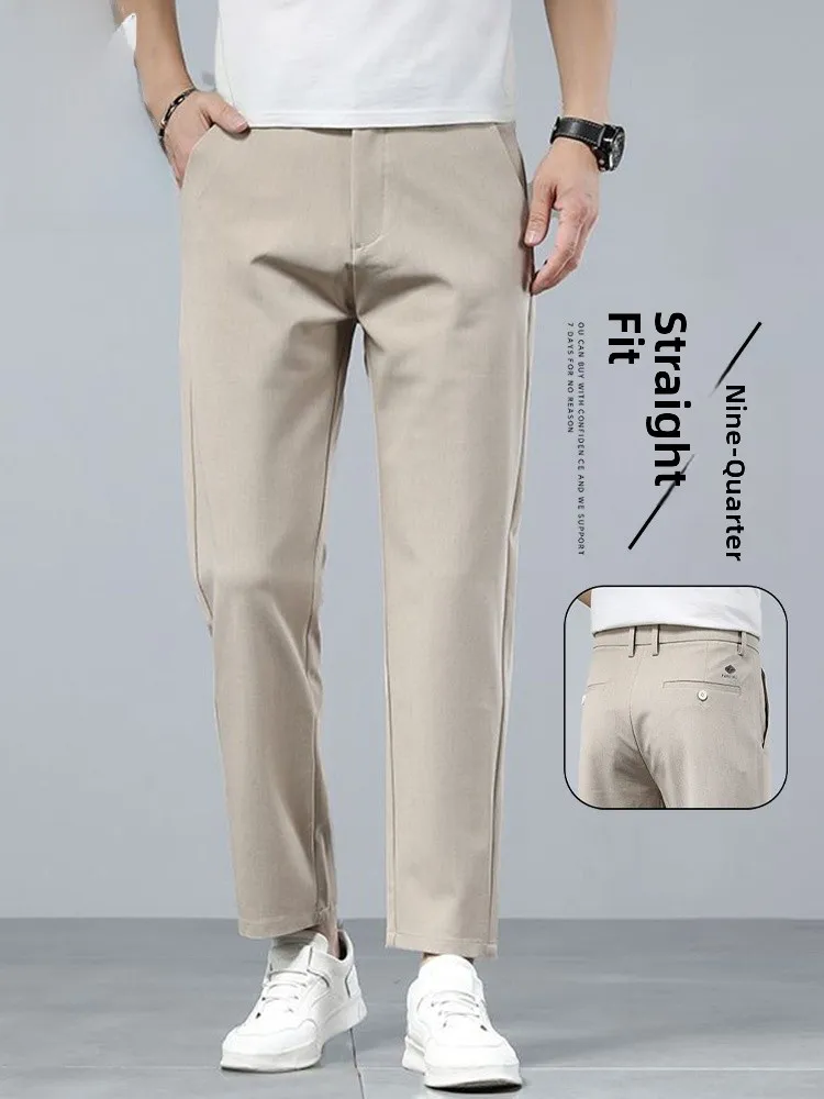 

Мужские повседневные брюки цвета хаки, весенняя новинка, зауженный крой, узкие штанины, молодежные, с застежкой-молнией на талии