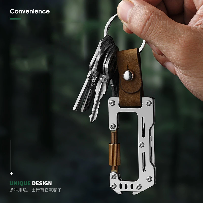 Stainless Steel Climbing Buckle Scalpel Mini Folding Knife Replaceable Blade Multi-function Bottle Opener Key Chain EDC Tool