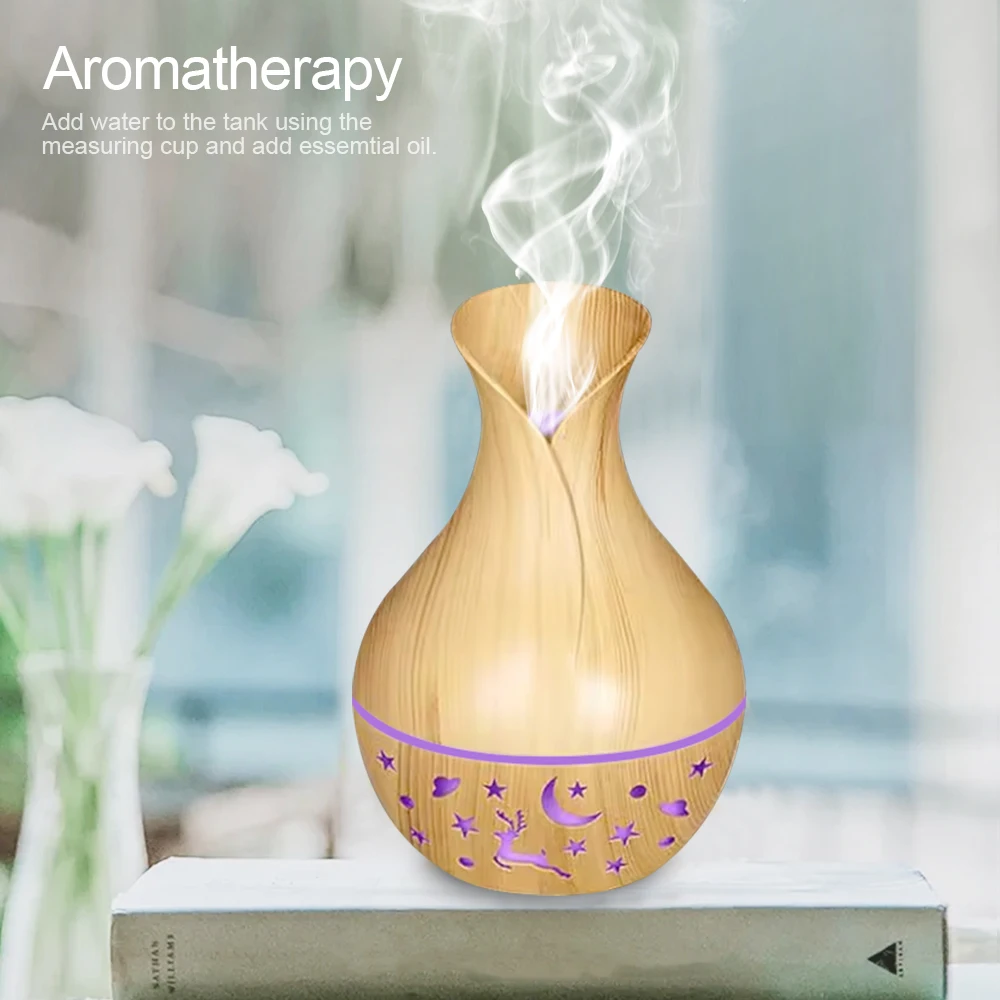 مرطب للعلاج بالروائح مع إضاءة ليد ملونة ، موزع رذاذ للعلاج بالروائح العطرية ، جو منزلي ، يحتوي على زجاجتين من Essentia ، من من من من