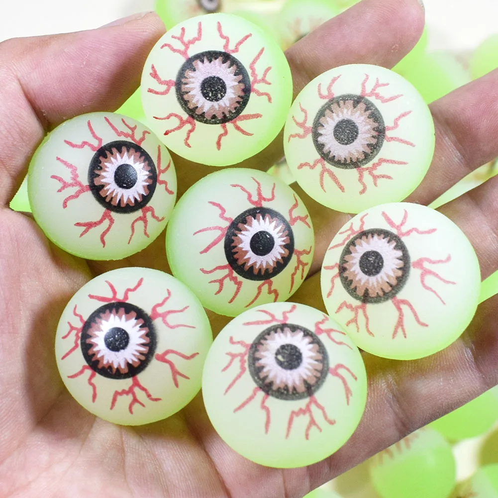 5 Pcs Novelty Funny Green Glow-in-the-dark Demon Eye Ball Bouncy Ball Wacky Eye Ball Bouncy Ball Rubber Ball Halloween Toys