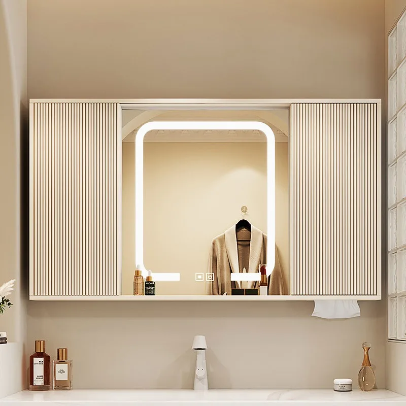 Feng Shui mirror separate bathroom sliding mirror cabinet smart toilet wall-mounted hidden bathroom mirror storage integrated ca