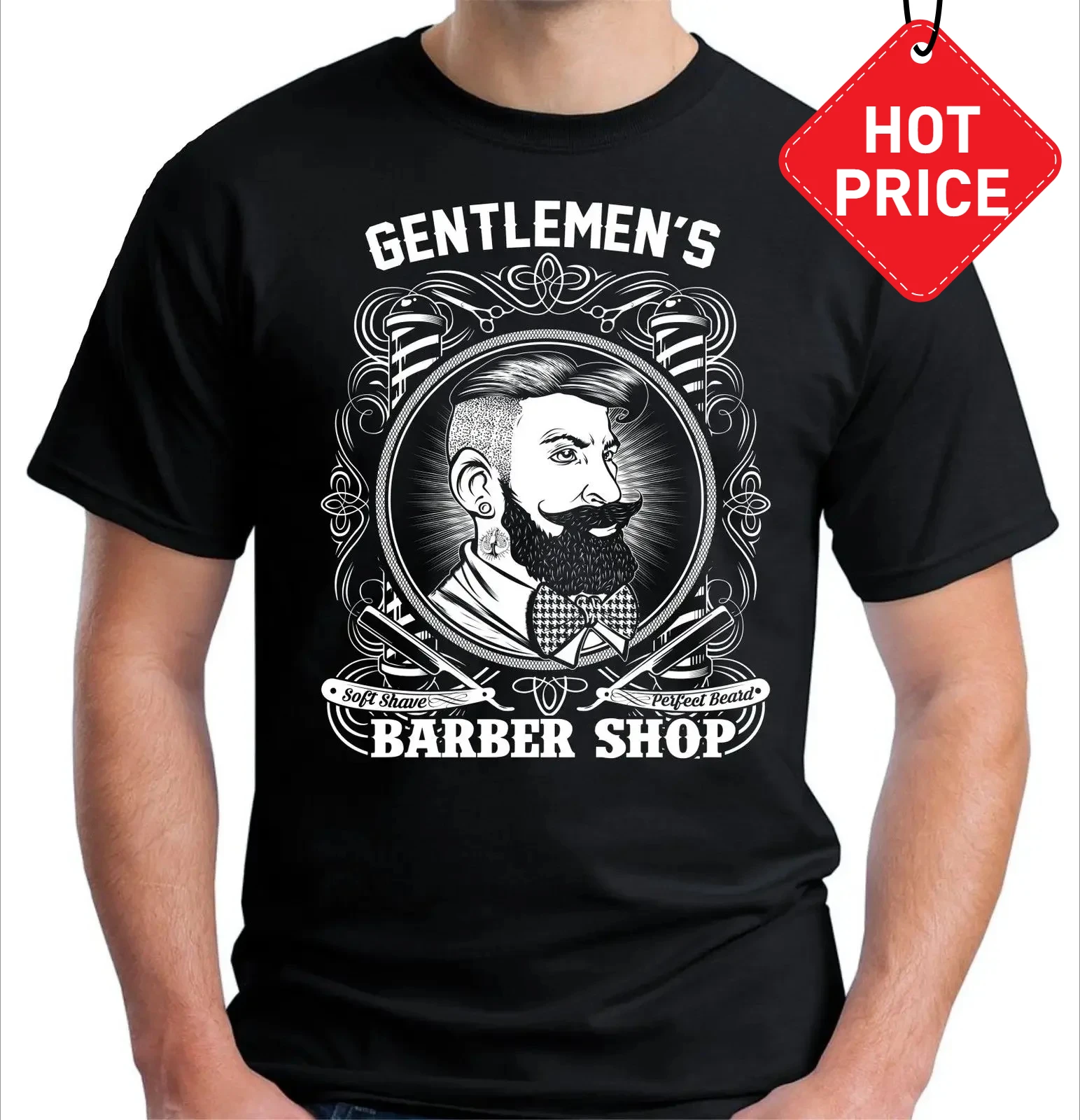 Barber Shop Hipster Gentlemens Barbers Printed T-Shirt 100% Cotton O-Neck Summer Short Sleeve Casual Mens T-shirt Size S-3XL