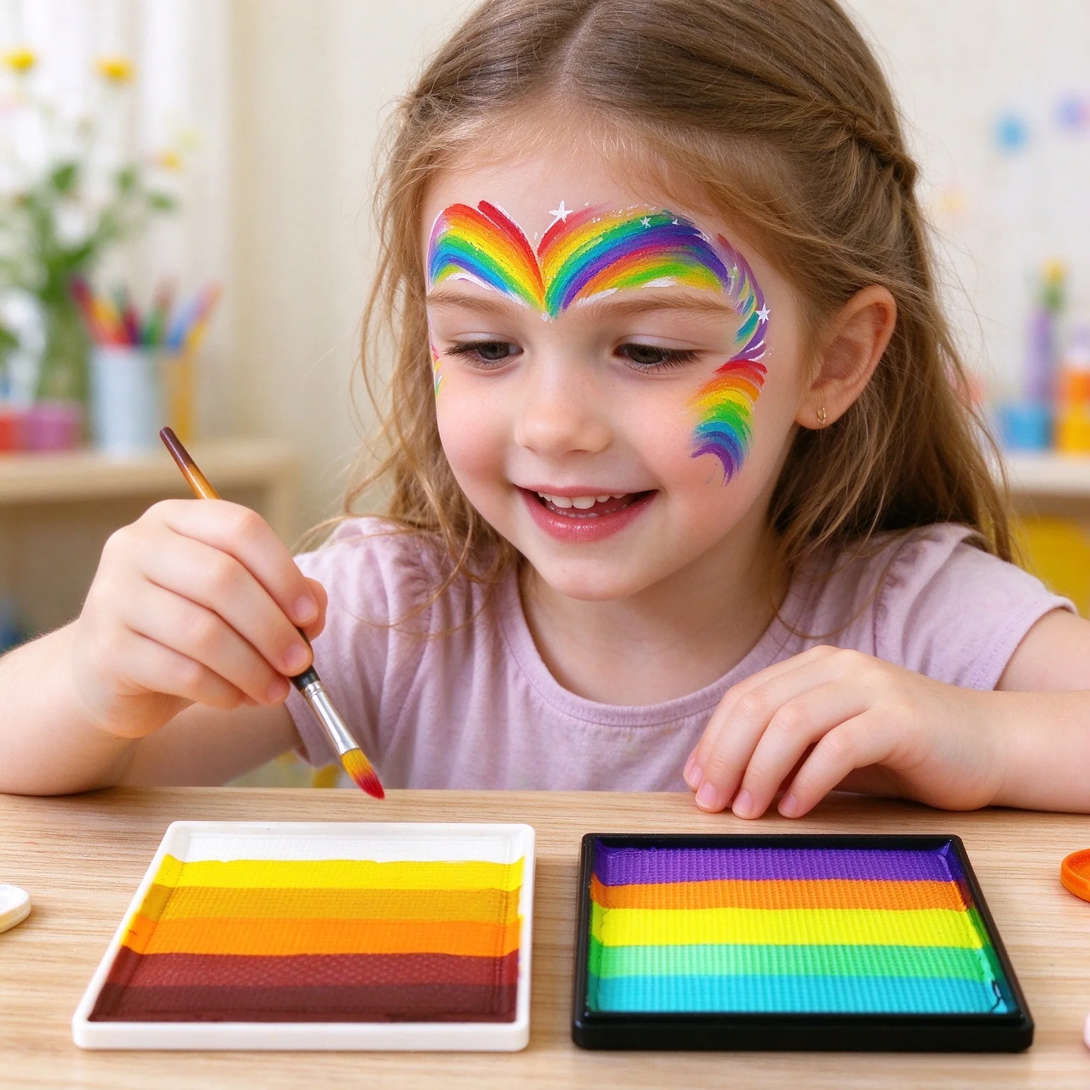 50g Split Cake Rainbow Face Paint Water Based UV Neon Pastel Aqua Liner For Kids Carnival Holiday DIY Makeup