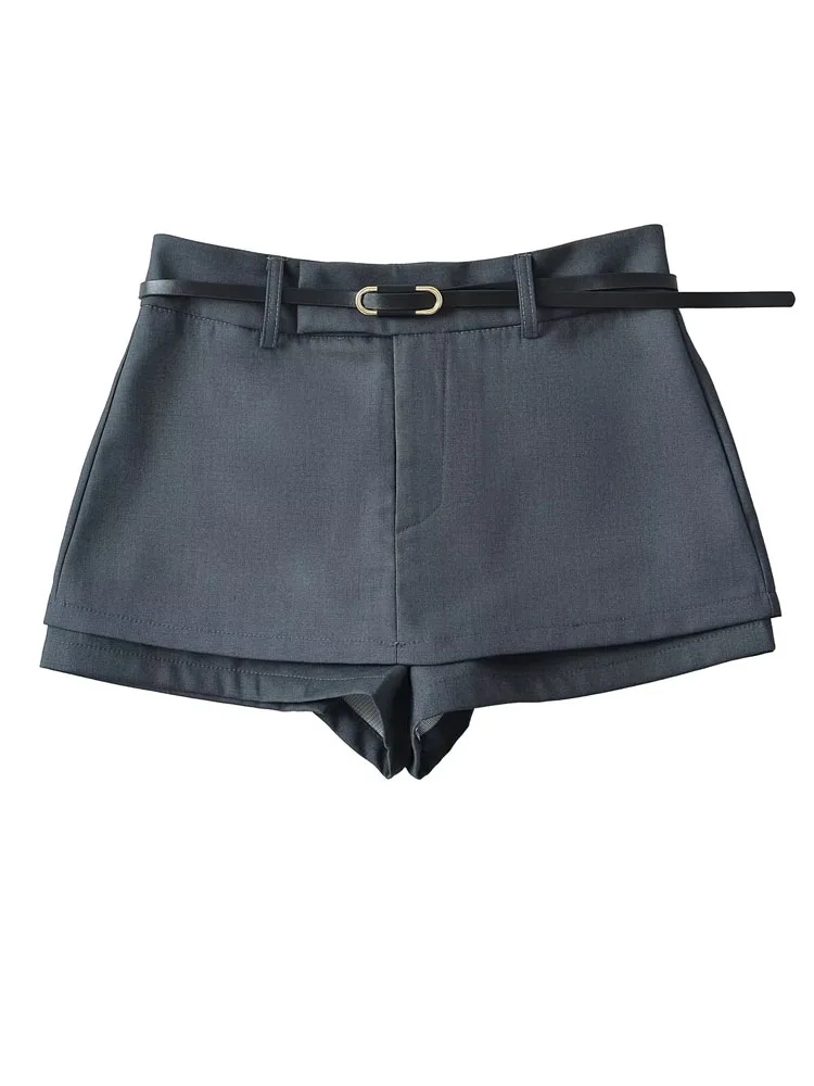 

Американская юбка-брюки «Spicy Girl» с завышенной талией, А-силуэт, женская, новинка 2024, облегающая, с поясом, имитация двухслойной юбки...