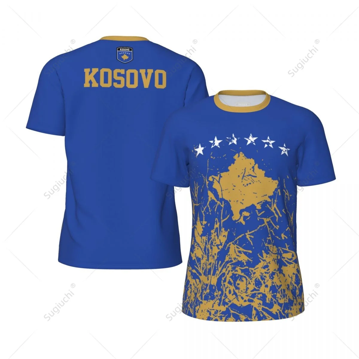 Exclusive design Kosovo Flag Grain 3D Printed Men For Running Bike Soccer Tennis Fitness Sports tshirt Mesh Fans Short T-shirt