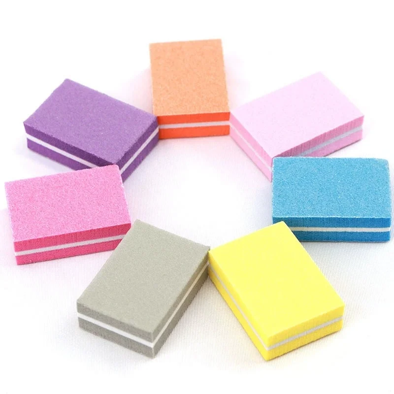 10/50/100pcs Mix Mini Nails Art Buffer Sponge File Double-sided Nail Buffer Block Grit Sanding Polishing Manicure