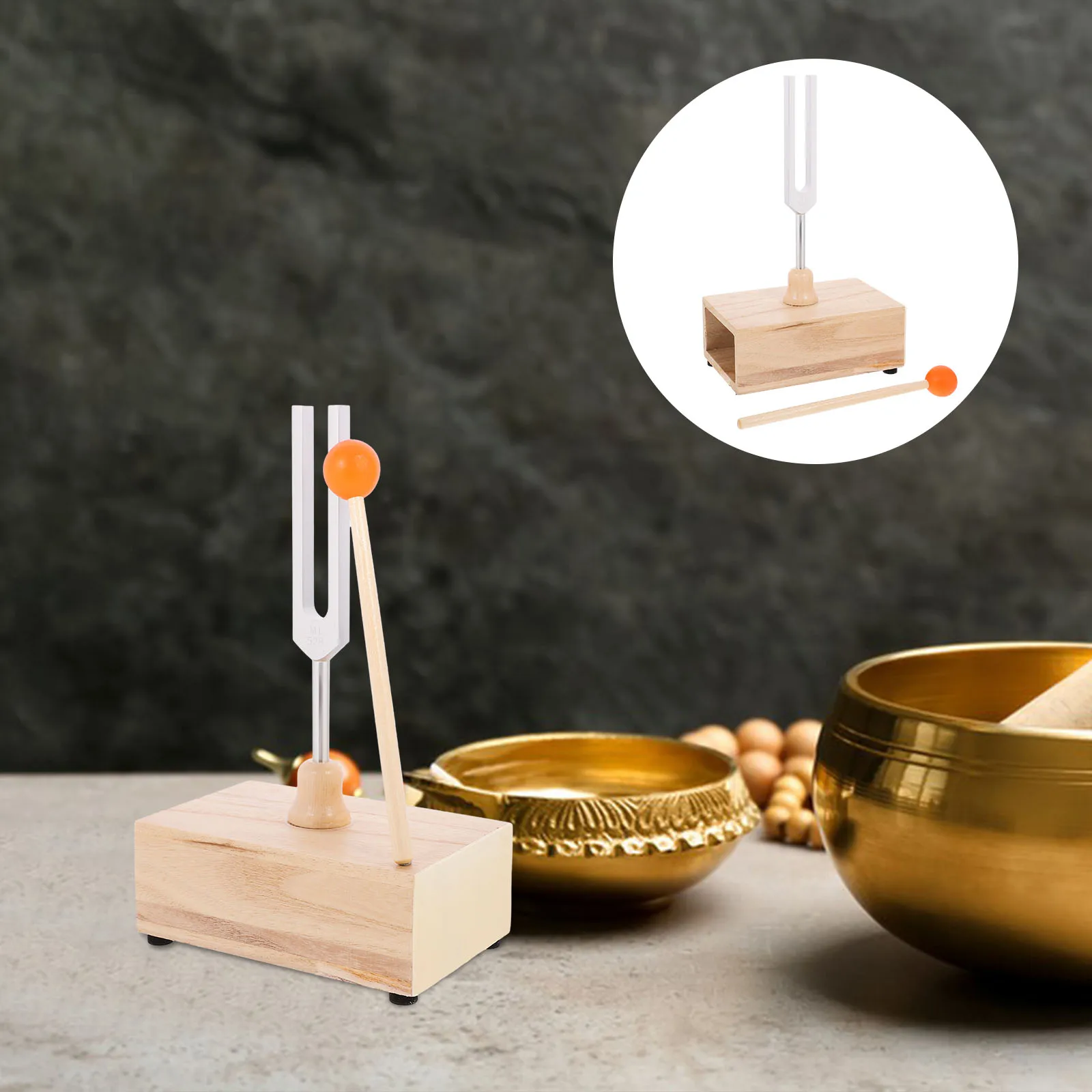 

1 set 1 Set Aluminum Alloy Wood Tuning Fork 528Hz Resonator Meditation Healing Tool With Mallet Wood Resonance Box Set