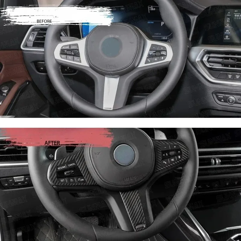 

For BMW 3 Series G20 Real Dry carbon fiber steering wheel panle decorative patch cover interior modification accessories