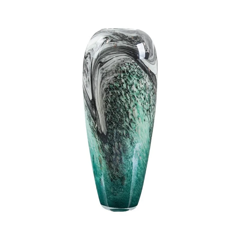 High mountains and flowing water ink floor-to-ceiling glass vase high-end entrance light luxury living room home flower arrangem