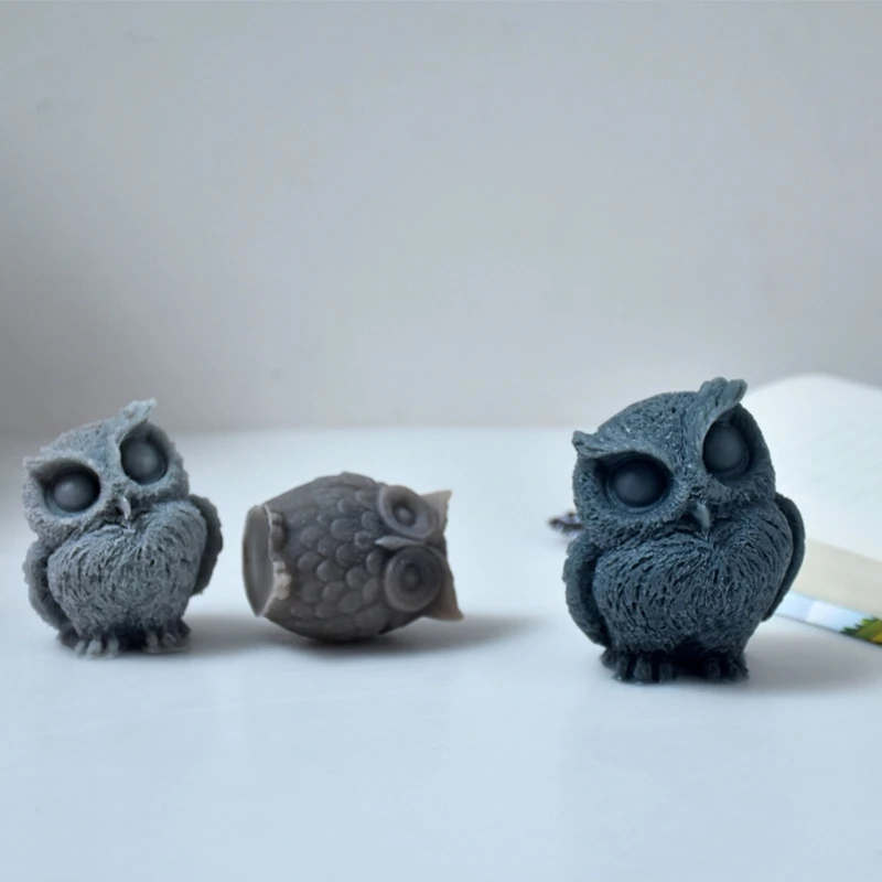 นกฮูก-ซิลิโคนเทียนแม่พิมพ์ DIY น่ารักเรซิ่น-พลาสเตอร์เรซินแม่พิมพ์สัตว์ Handmade-สบู่อโรมา-แม่พิมพ์ home Decor Drop Shipping