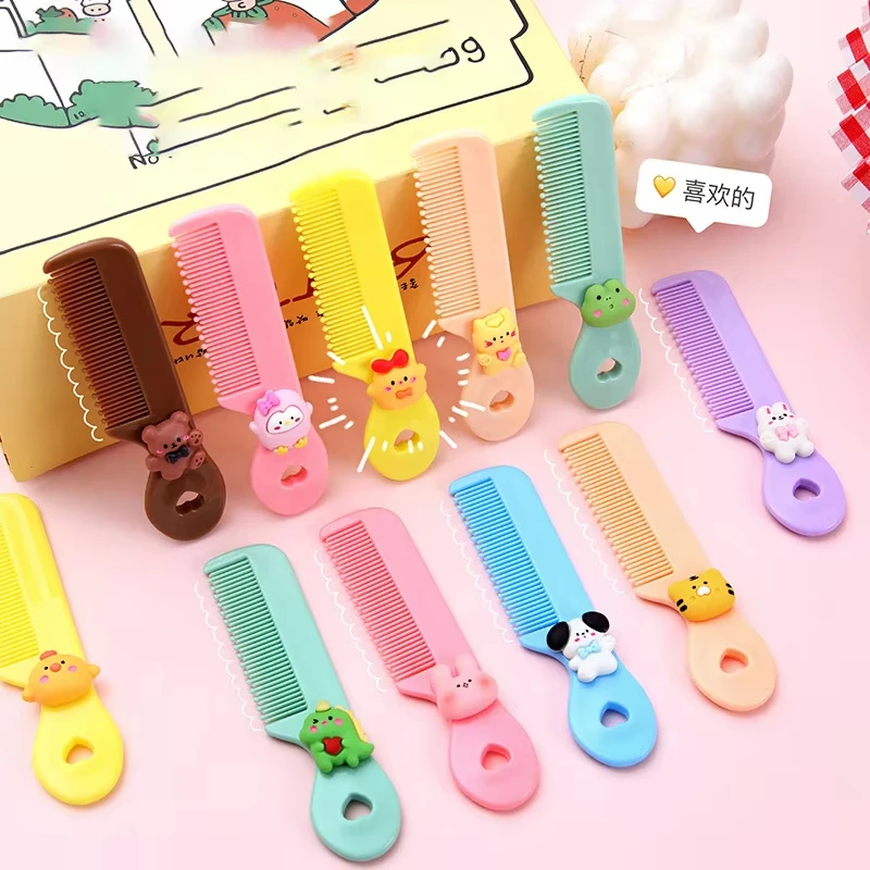 Детская милая расческа Kawaii для девочек и мальчиков, маленькая переносная щетка для волос в корейском стиле с мультяшными животными и цветочным принтом, детские аксессуары для волос, инструмент