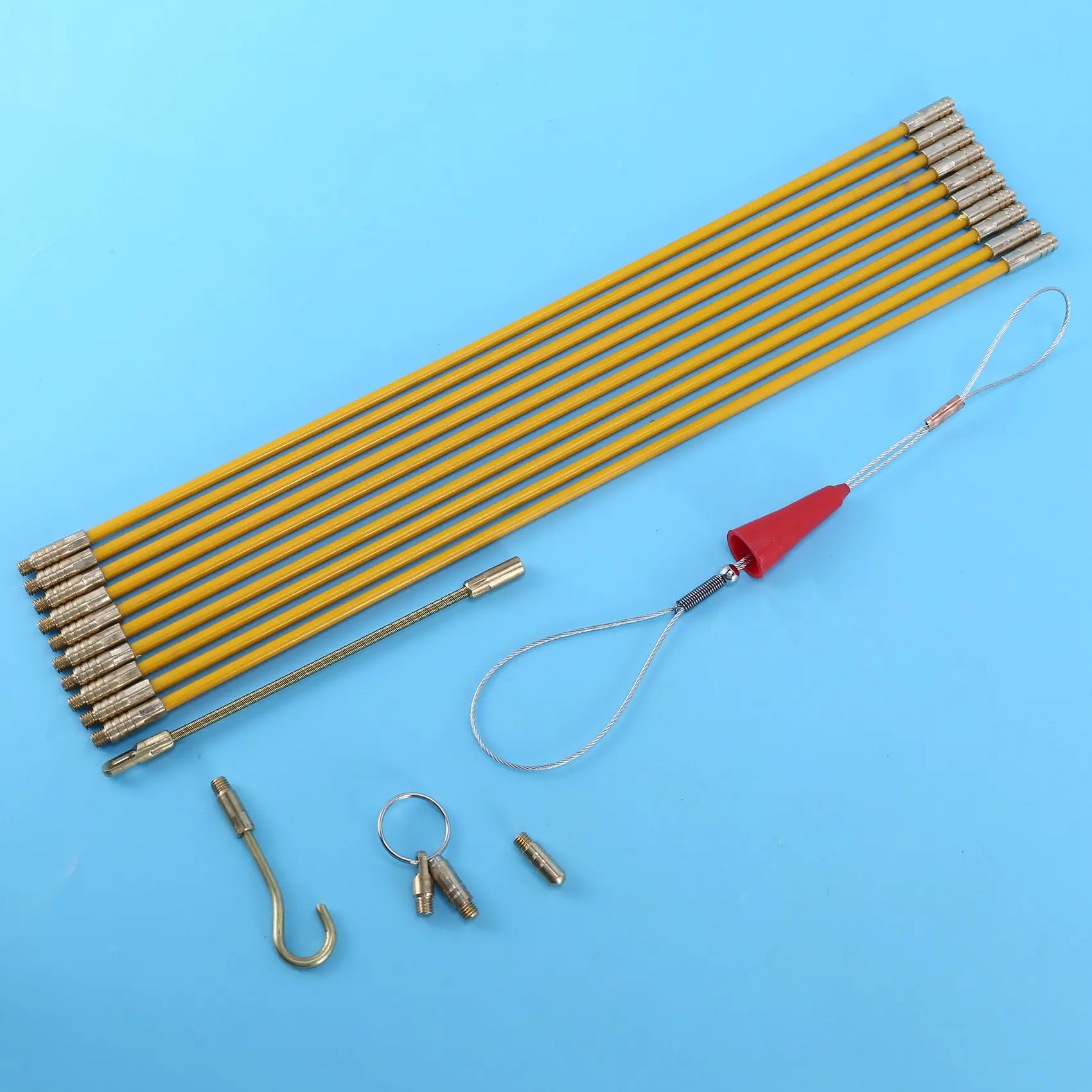

[in stock] Rods Fish Tape 10.83FT Fiberglass Electrical Cable Threader Running Puller in Case 10Rods x 33cm
