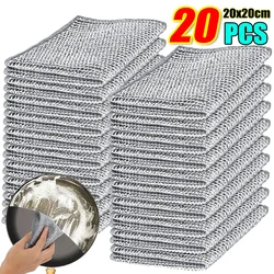 Metal Steel Wire Cleaning Cloth Silver Mesh Thickened Rags Non-Scratch Scrubber Wipes Non Stick Oil Kitchen Dish Washing Towel