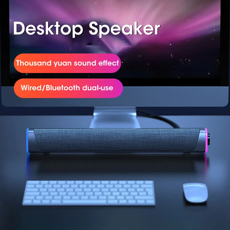 Niye Bluetooth-computerluidsprekerbalk met subwoofer Stereogeluid USB Bedraad voor pc Laptop Macbook Desktop Audio