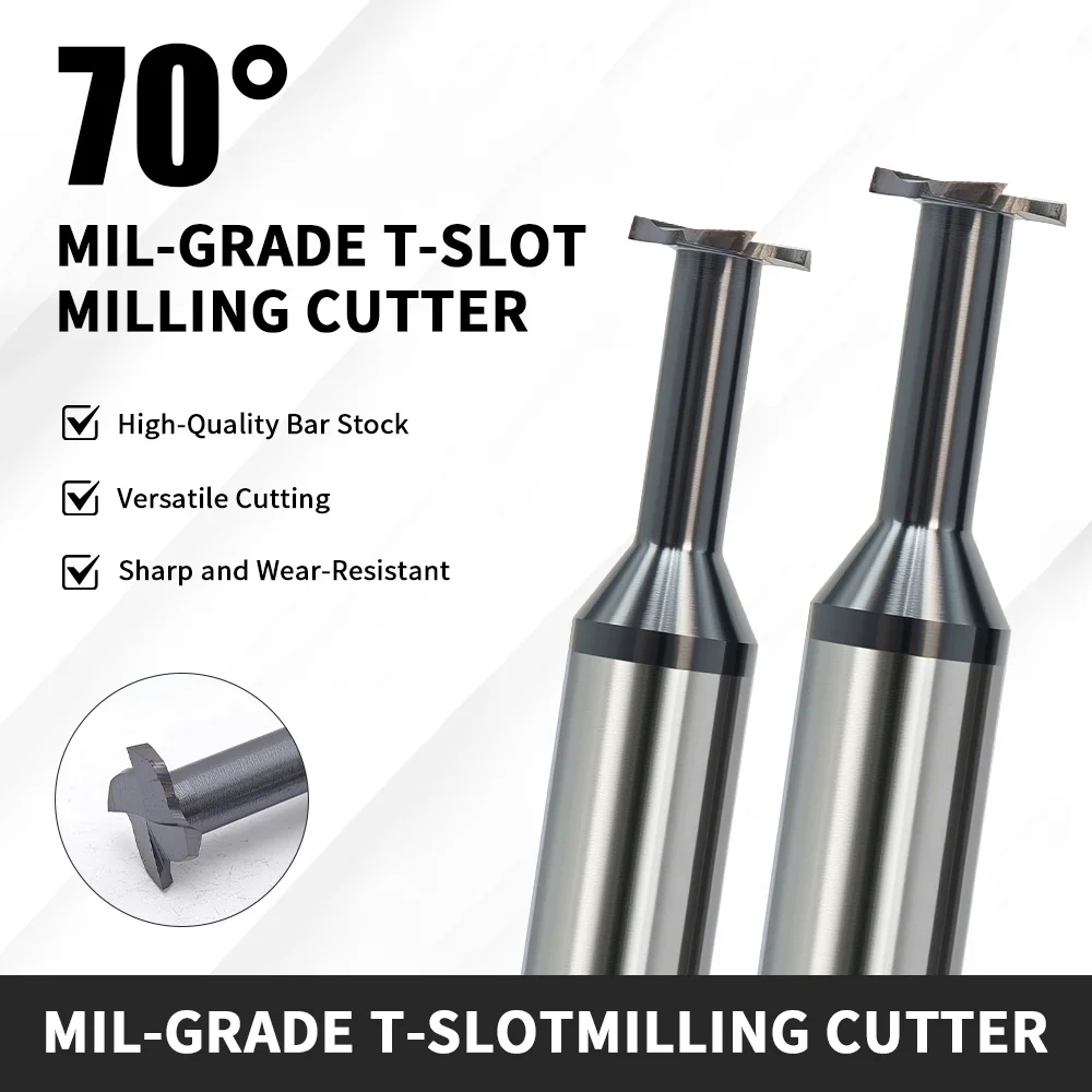 Augusttools HRC70 T-Shape Milling Cutter Tungsten Steel Endmill 4 Flutes T-Type Carbide End Mill For Metal Cnc Cutting Tools