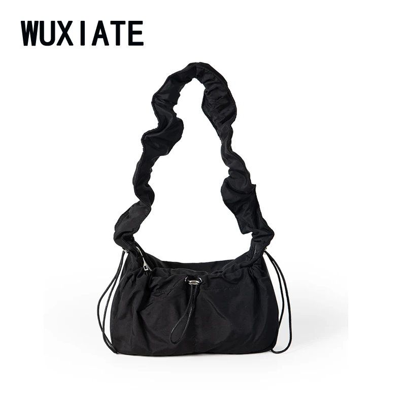 

WUXIATE Design sense retro temperament fairy fold armpit bag women 2024 spring new fashion simple small square bag