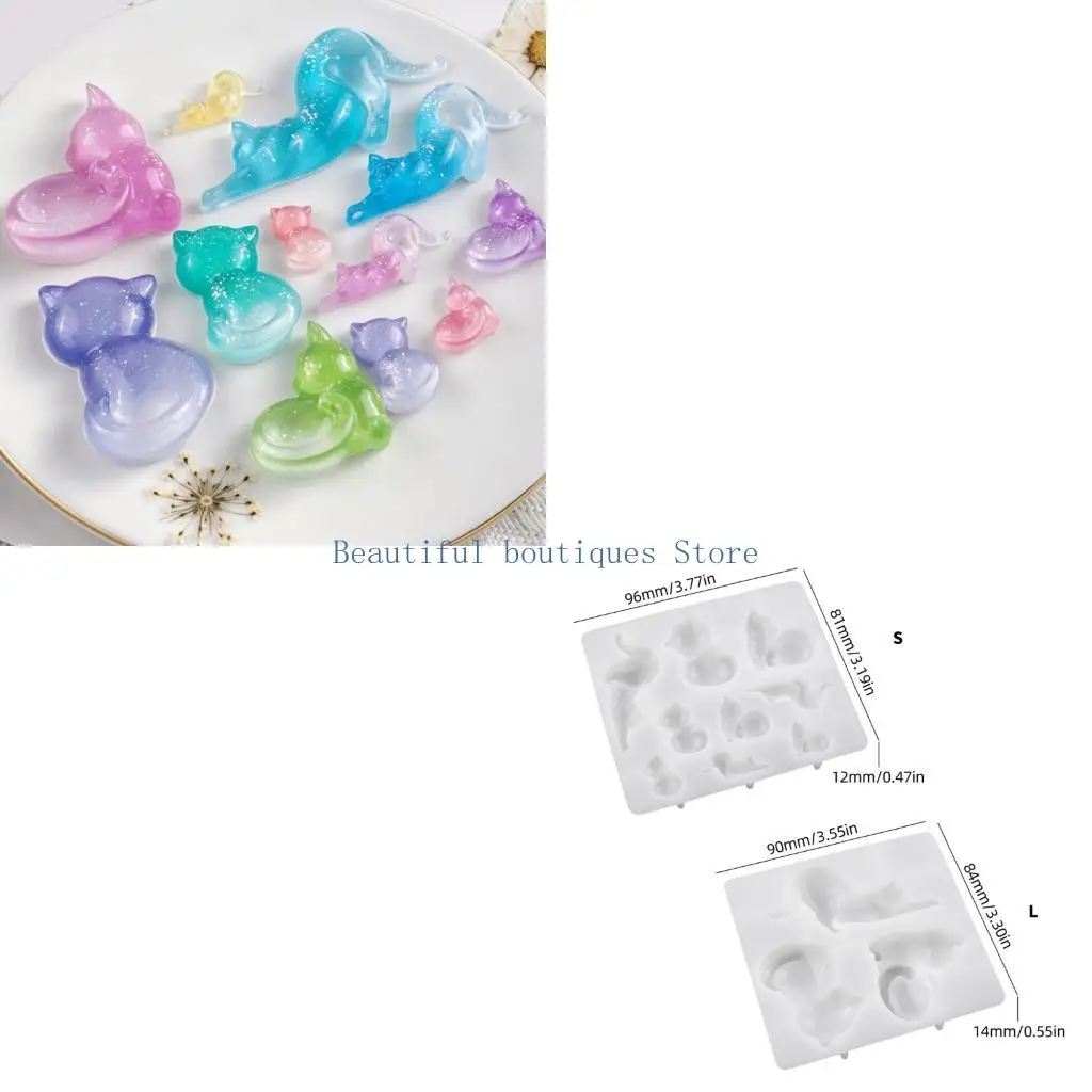 U4LF Different Size Silicone Cats Accessory Molds For Resin Casting And Jewelry
