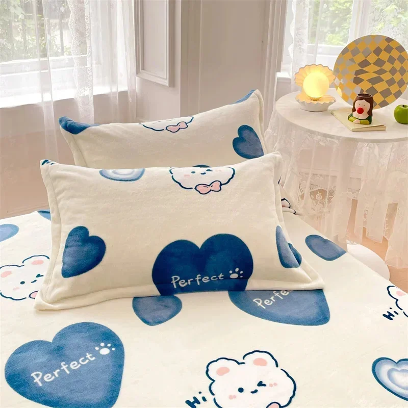 2pcs/pack Velvet Pillowcase Winter Warm Polyester Envelope Pillow Case Skin-friendly Sleeping Pillow Cover 48x74cm