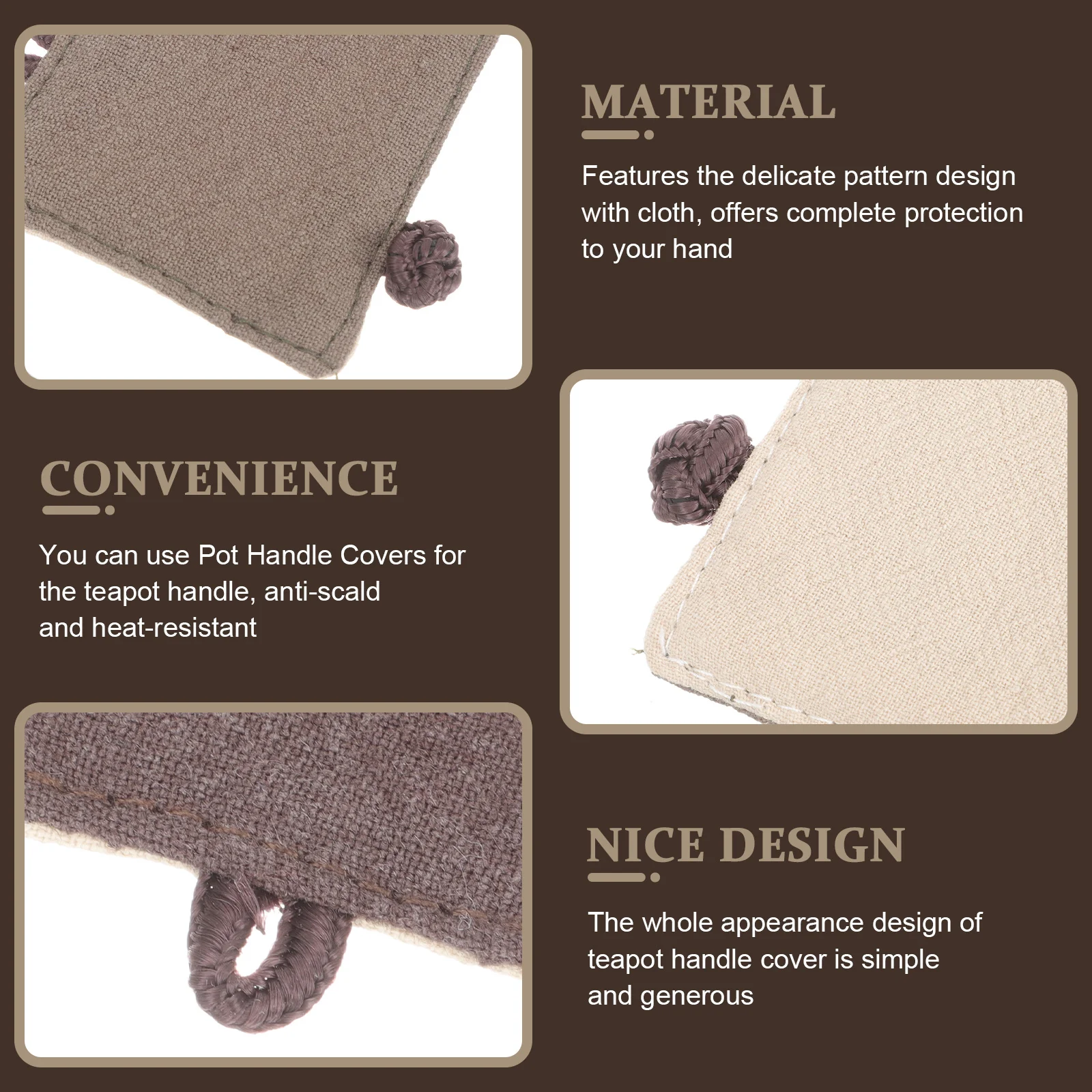 

2Pcs Teapot Handle Sleeve Anti-Scalding Cloth Cover Heat-Resistant Insulated Kitchen Supplies Protector Pot Handle Covers