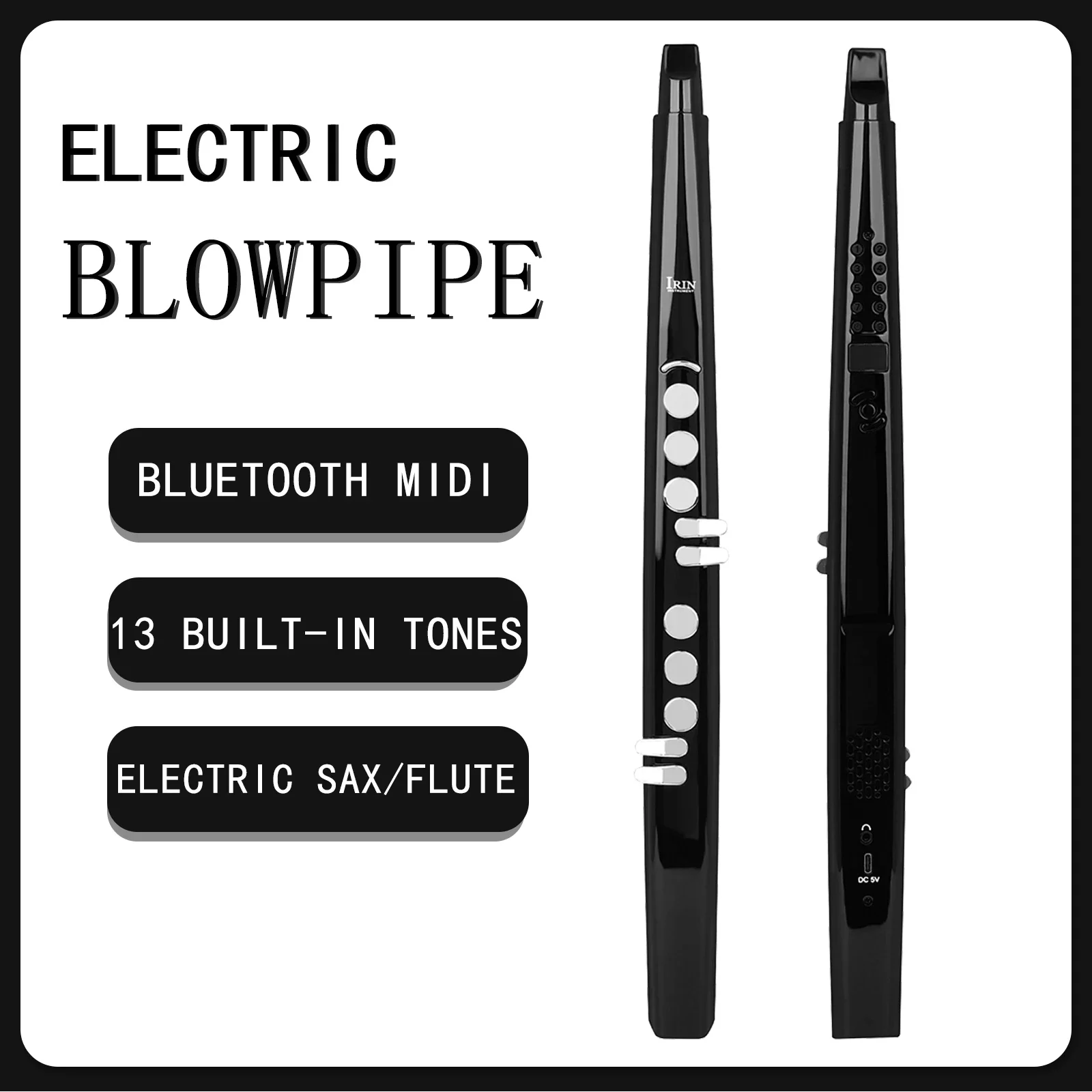 

IRIN S56 Electronic Saxophone Wireless Bluetooth Electric Blowpipe Mini Sax Flute 13 Built-in Tones Woodwind Musical Instrument