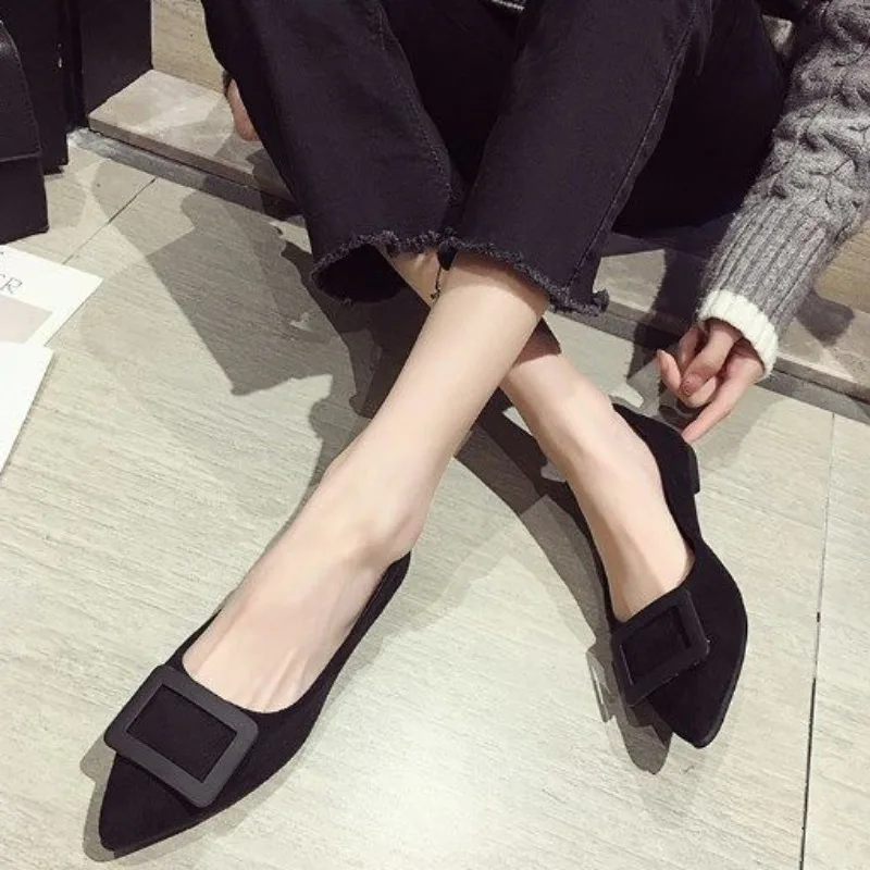 Płaskie buty damskie szpiczasty nosek formalne czarne obuwie damskie wsuwane elegancka sukienka modna wyprzedaż tanie oferta powitalna Chic