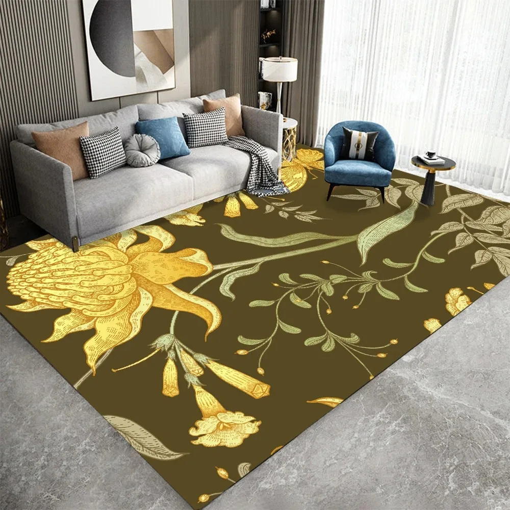 Flower Print Bedroom Floor Mats Decoration Home Living Room Floor Mats