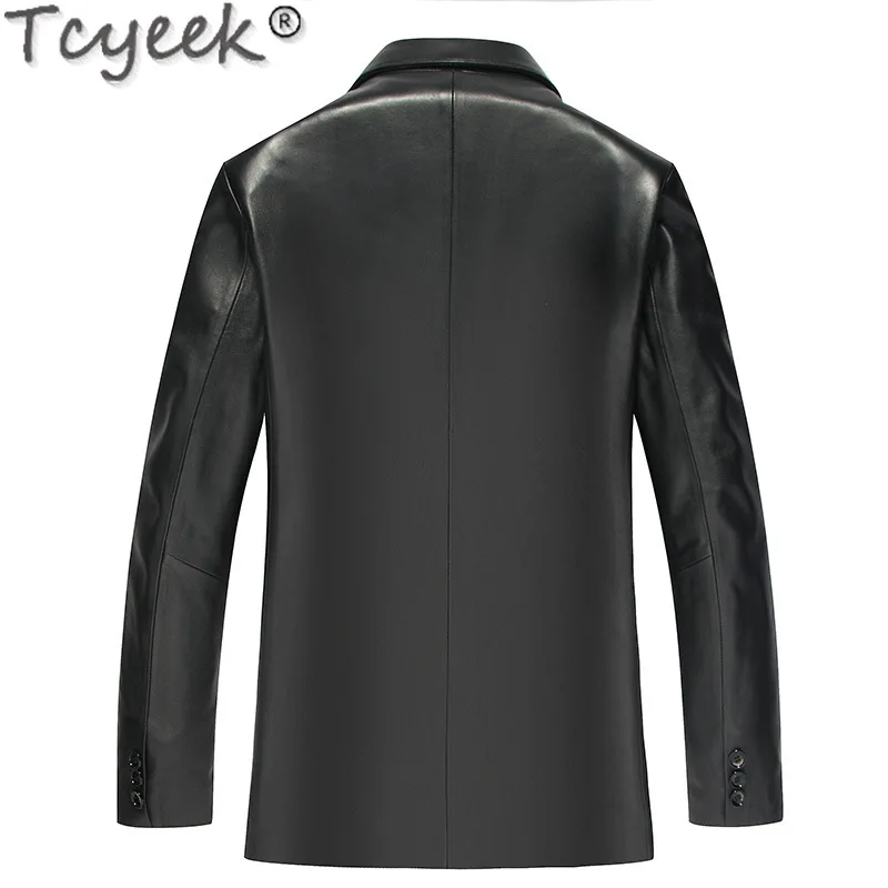 Tcyeek Genuine Leather Man Jackets Sheepskin Autumn Coats Mens Clothing Thin Leather Coat 2024 Suit Collar Chamarras Para Hombre