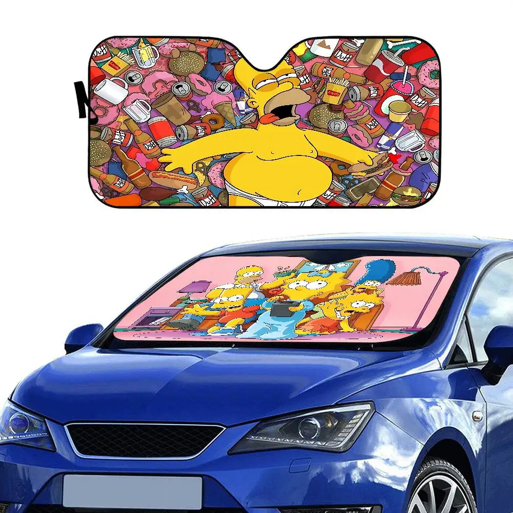 Cartoon The S-Simpsons Windshield Sun Shade For Car SUV Truck Front Window Sun Shade Accessory Visor Protector Shield Cover