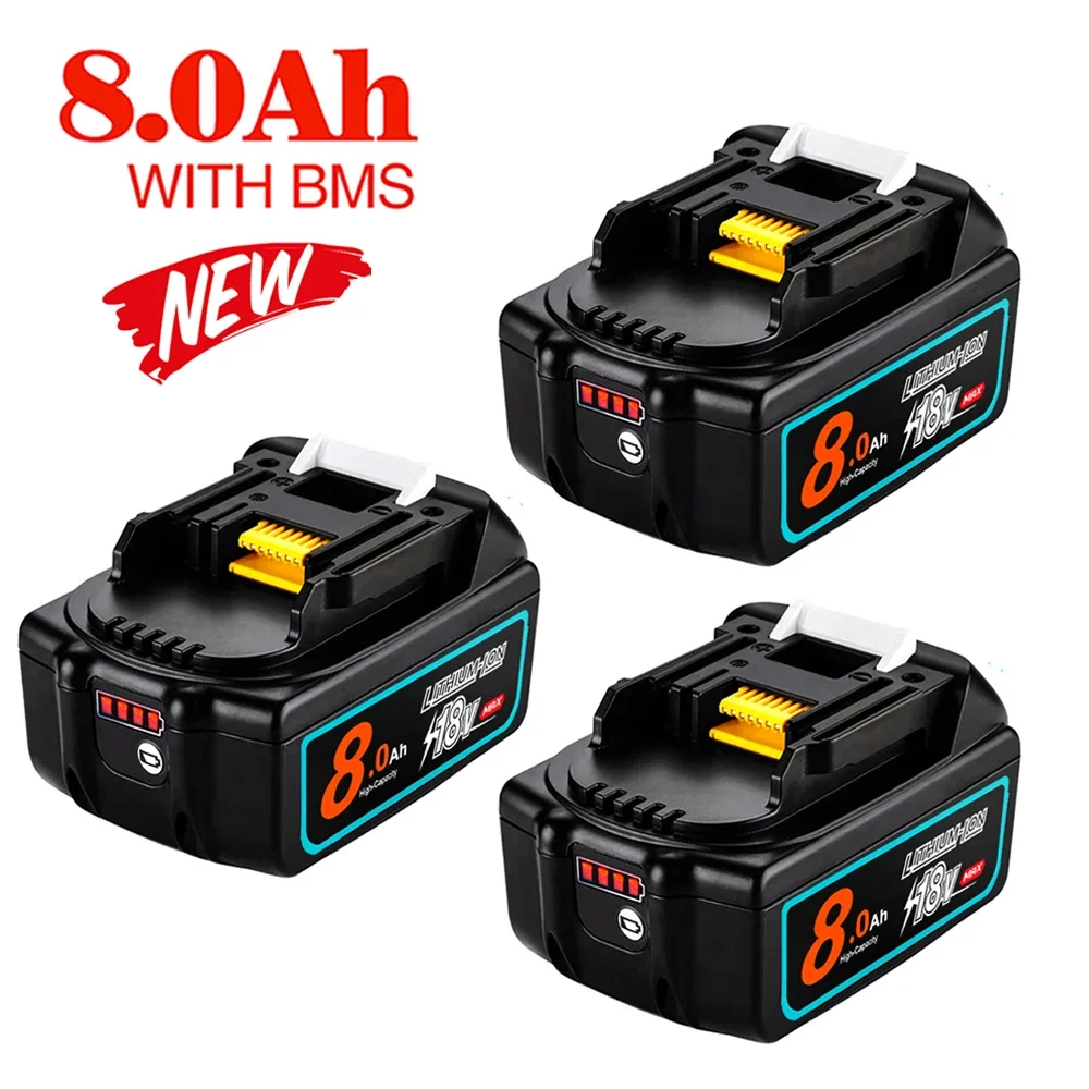 

Latest Upgrade BL1860 18V 8000mAh Rechargeable Battery and Charger for Makita BL1840 BL1850 BL1860 BL1860B Tools