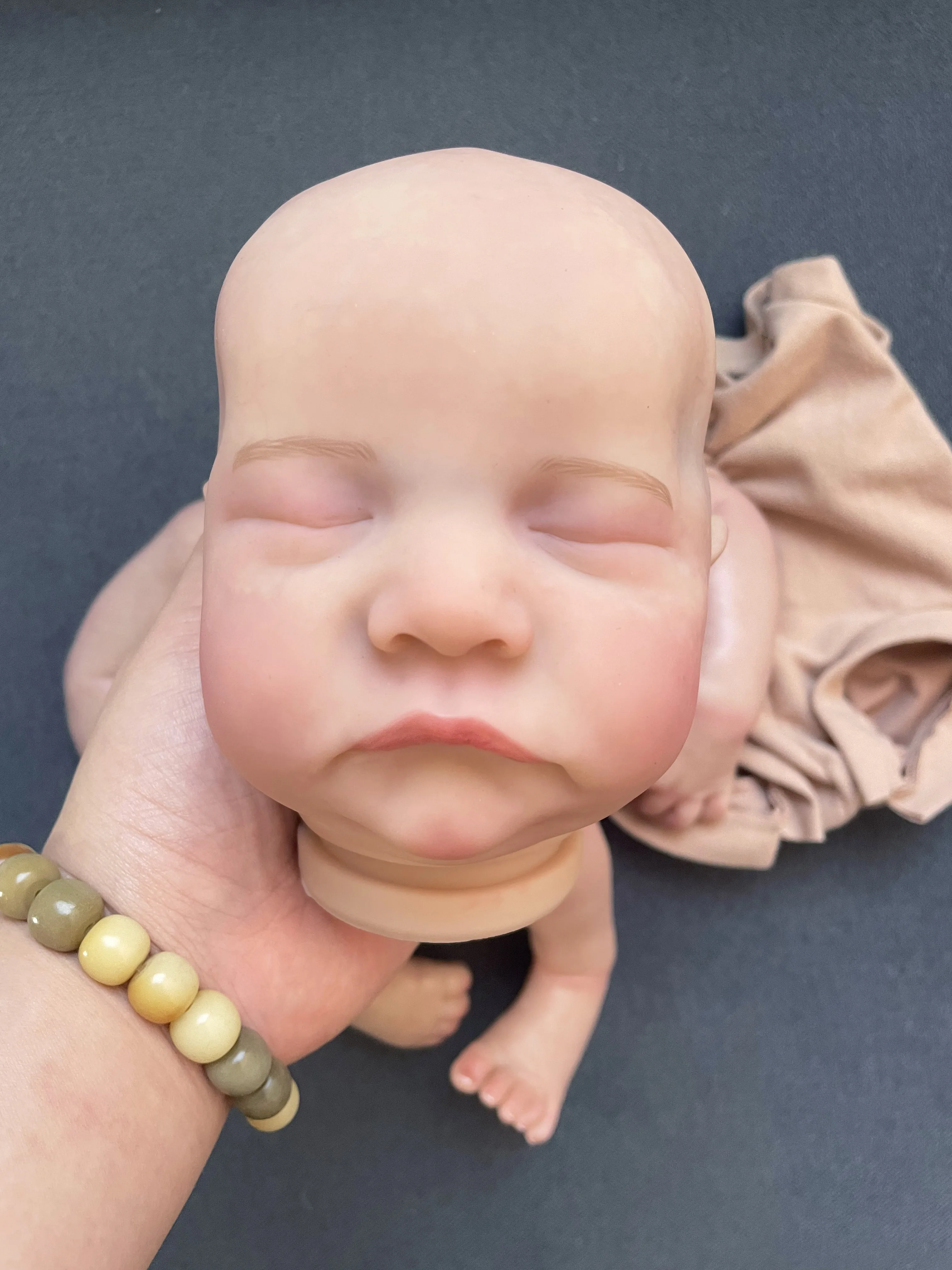 No Hair Levi Sleeping Reborn Doll Kit 19inch Lifelike 3D skin Multiple Layers Painting Doll Parts With Visible Veins