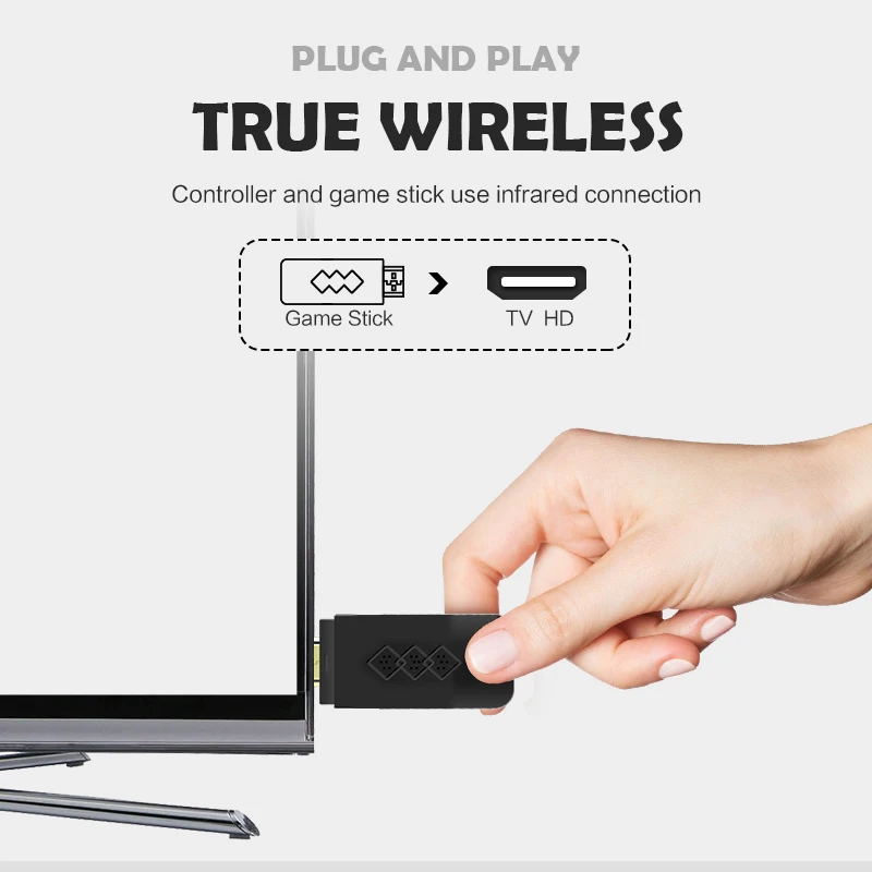 데이터 프로그 Y2 HD USB 무선 휴대용 TV 비디오 게임 콘솔, 750 게임 NES Dendy 게임 콘솔, 휴대용 레트로 게임 스틱 내장