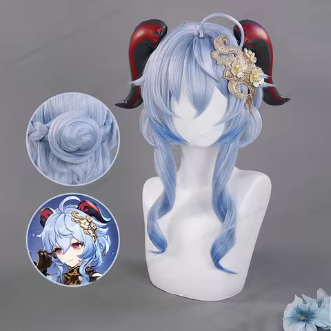 High Quality Lantern Rite Ganyu Cosplay Wig 65cm Long Blue Gradient Wig Anime Hair Heat Resistant Synthetic Wigs