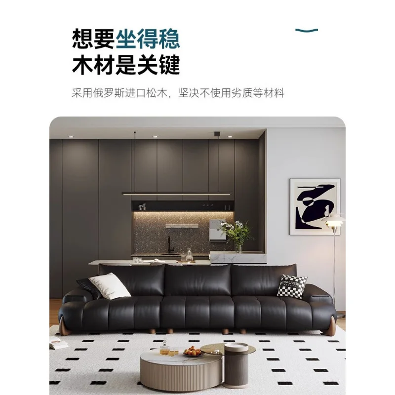 Ретро стиль ретро диван кожаный диван из воловьей кожи маленькая квартира современный итальянский прямой ряд минималистский гостиная первый слой